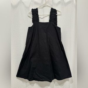 Mango Frill 100% Cotton Dress in Black with Side Pockets Size 4